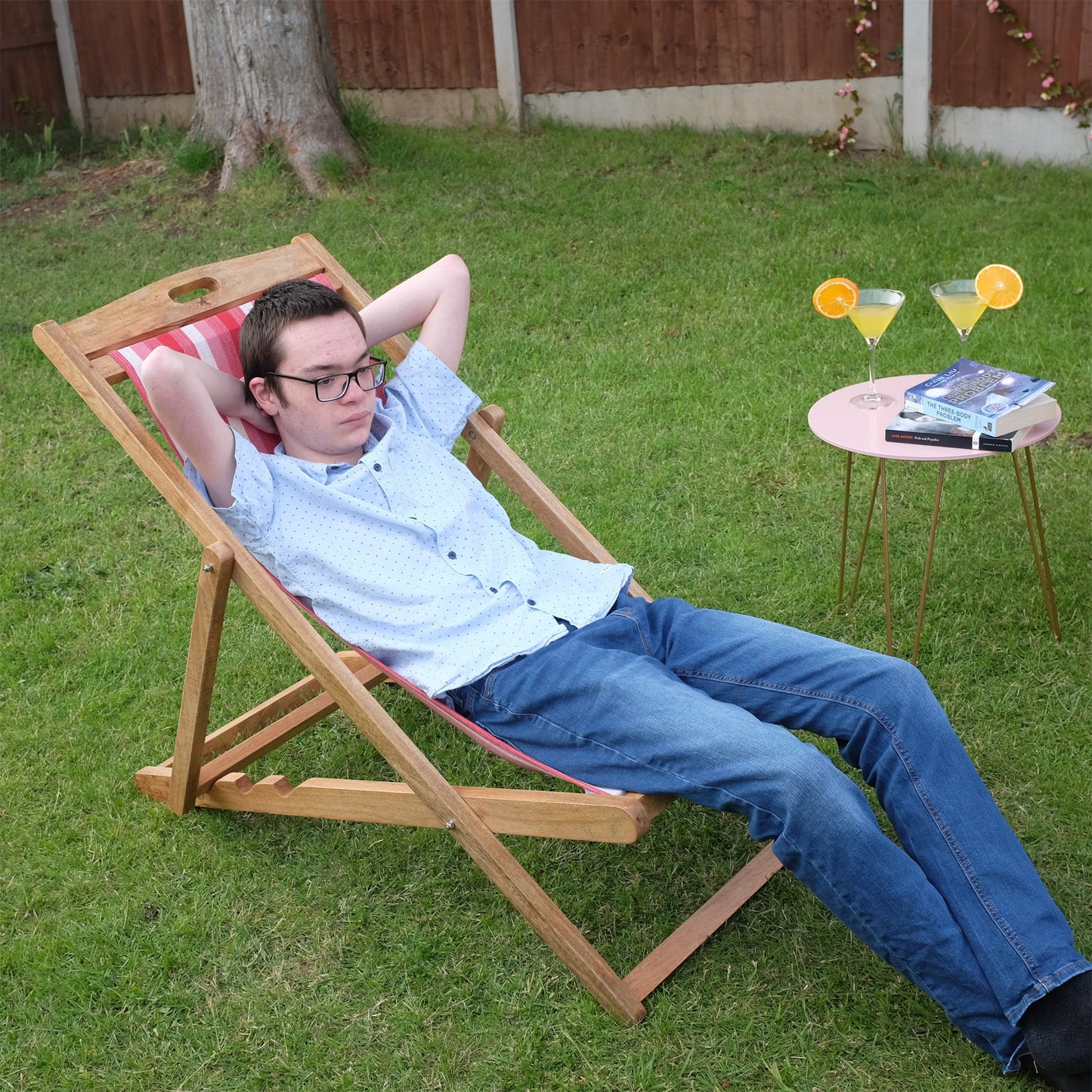 Fuchsia Mango Wood Folding Premium Deck Chair