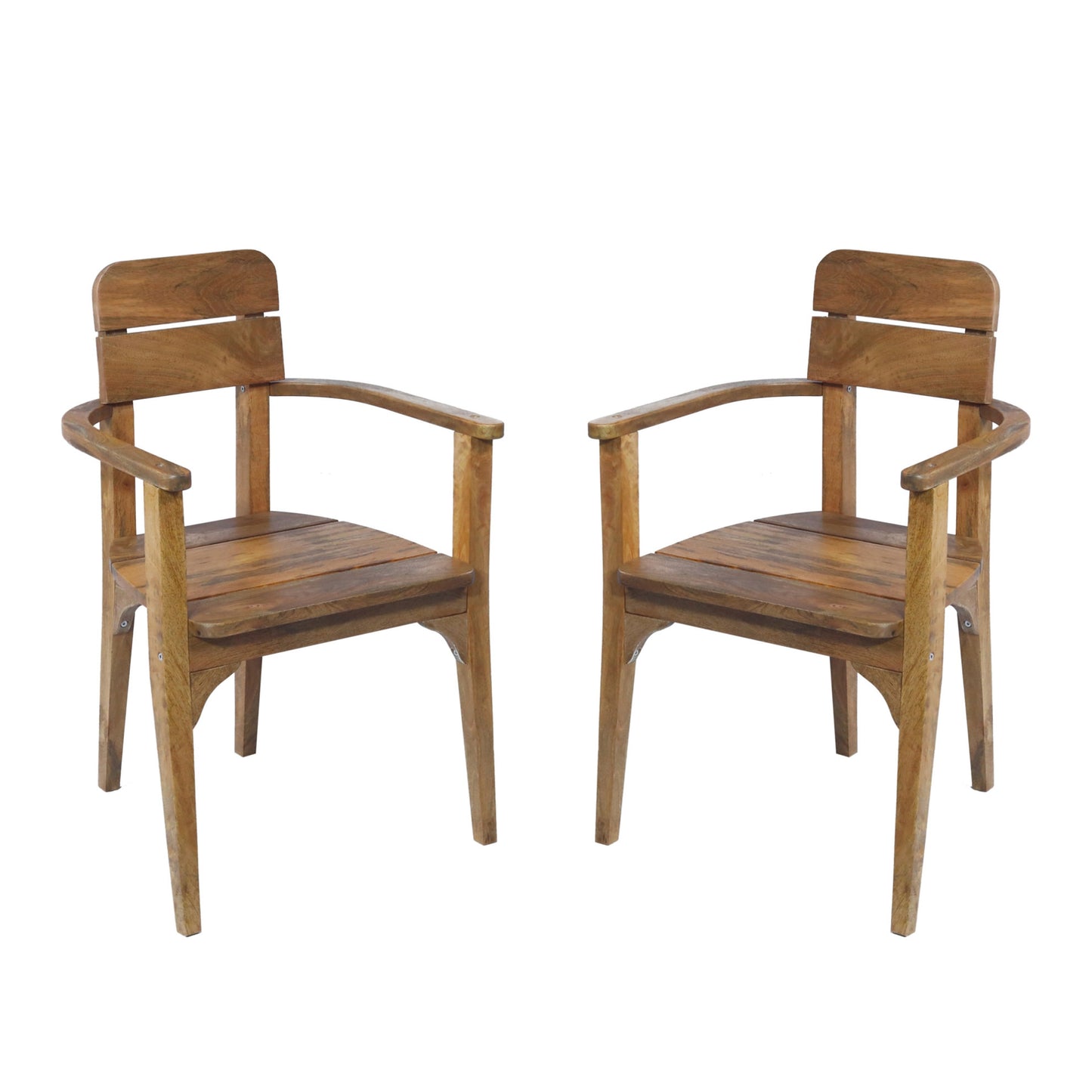 Japandi Outdoor-Indoor Dining Armchair Mango Wood, Set of 2