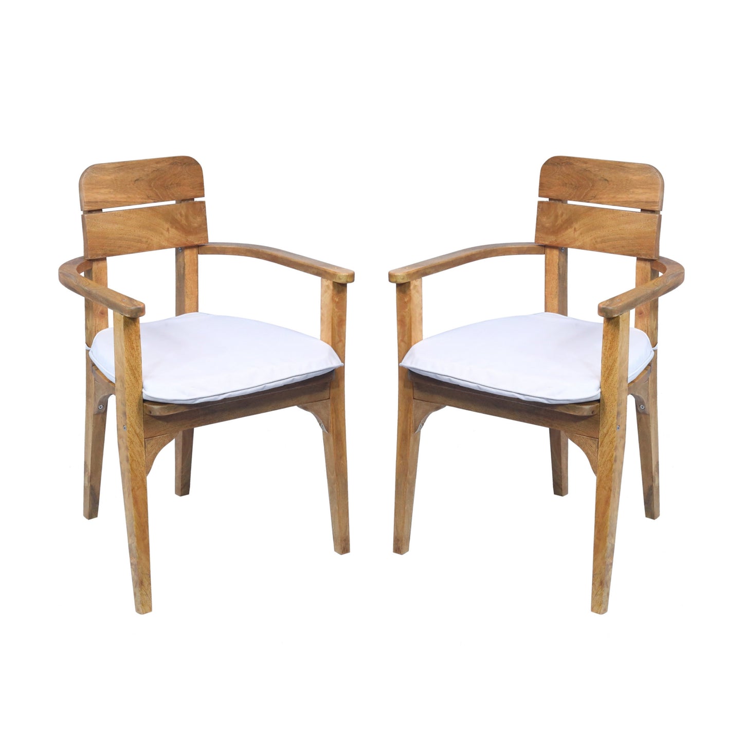 Japandi Outdoor-Indoor Dining Armchair Mango Wood, Set of 2