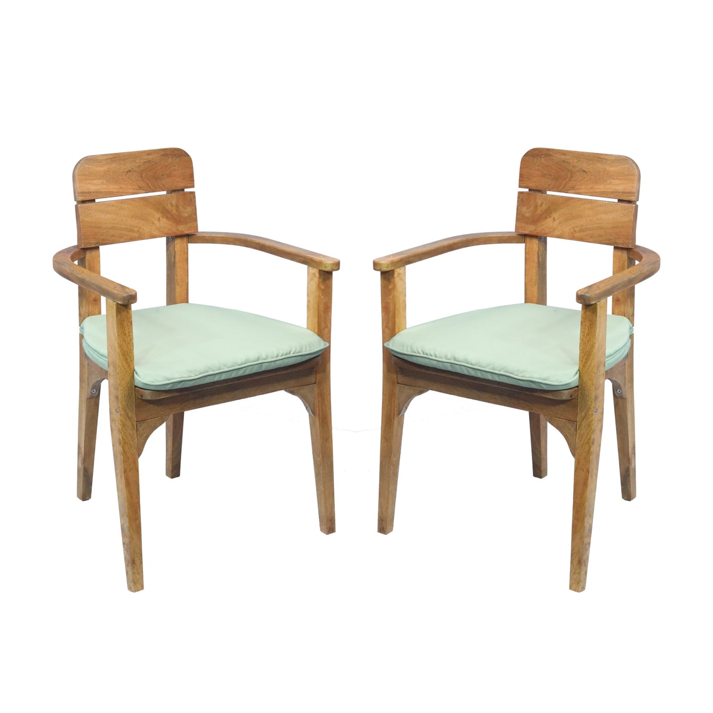 Japandi Outdoor-Indoor Dining Armchair Mango Wood, Set of 2