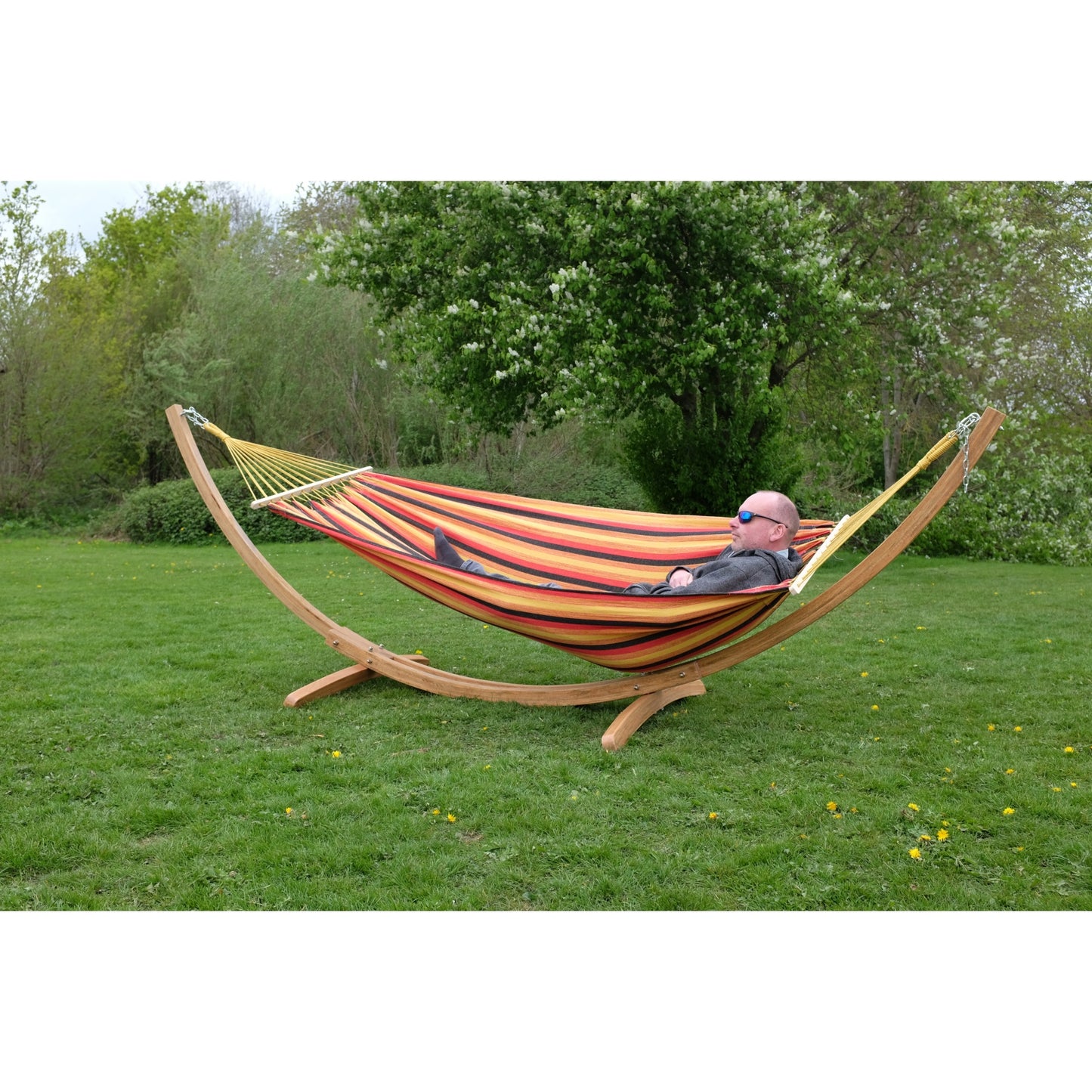 Jazz Spreader Bar Hammock With Wooden Hammock Stand Set L