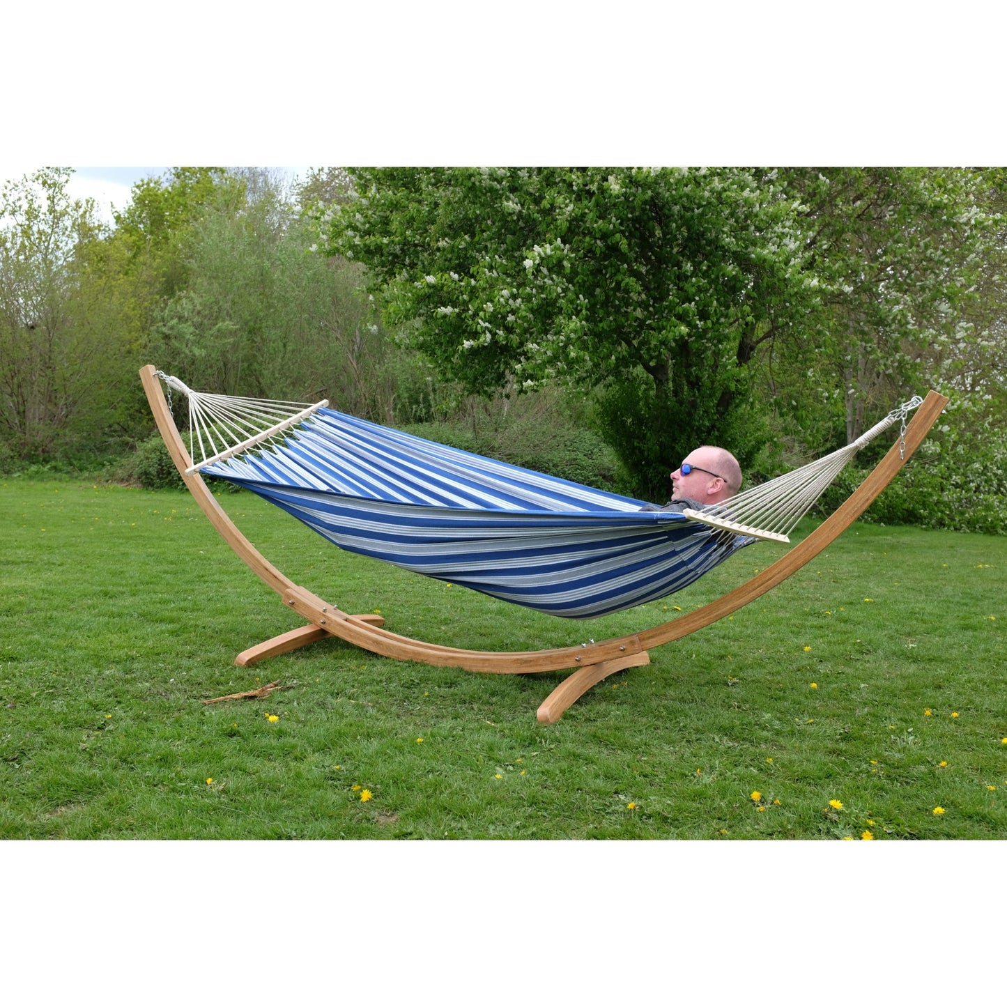 Marine Spreader Bar Hammock With Wooden Hammock Stand Set L