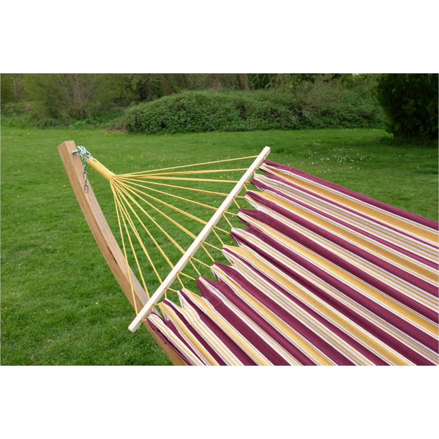 Maroon Spreader Bar Hammock With Wooden Hammock Stand Set L