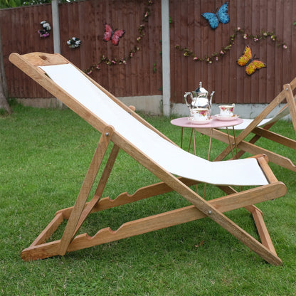 Cream Mango Wood Folding Premium Deck Chair