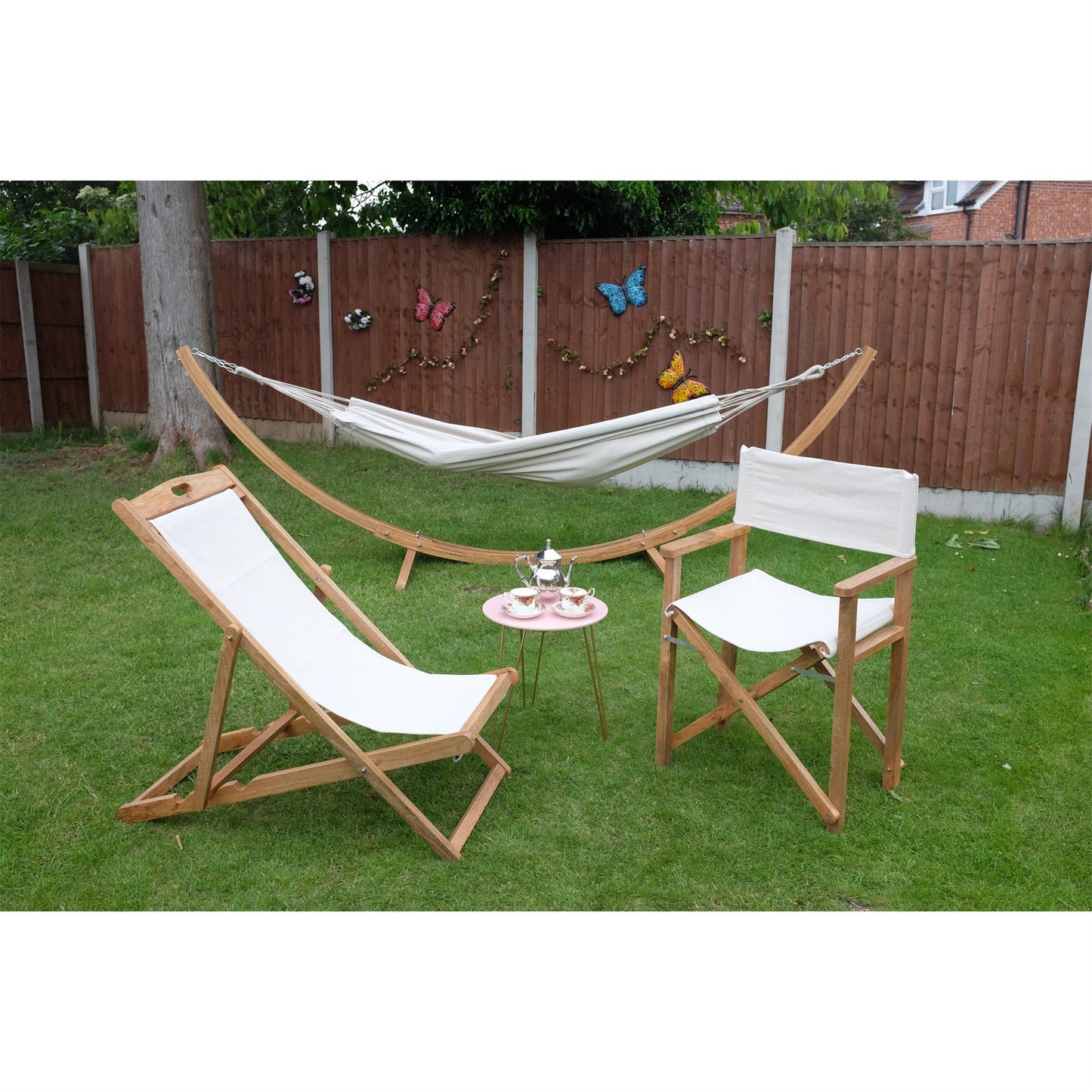 Cream Mango Wood Folding Premium Deck Chair