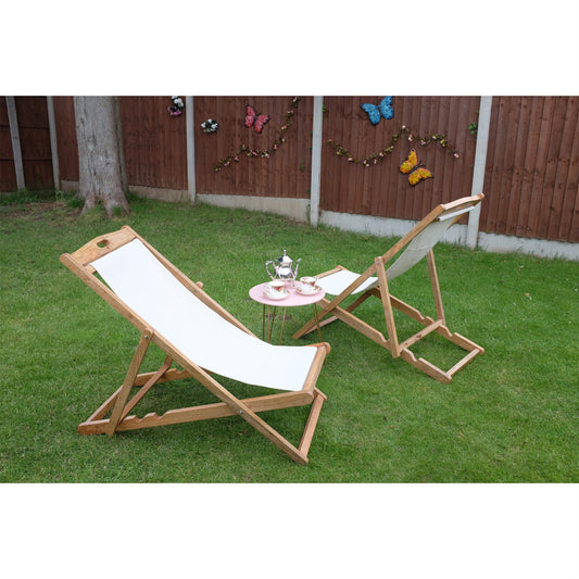 Cream Mango Wood Folding Premium Deck Chair