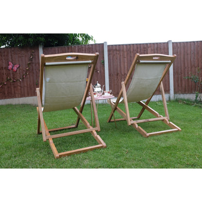 Cream Mango Wood Folding Premium Deck Chair