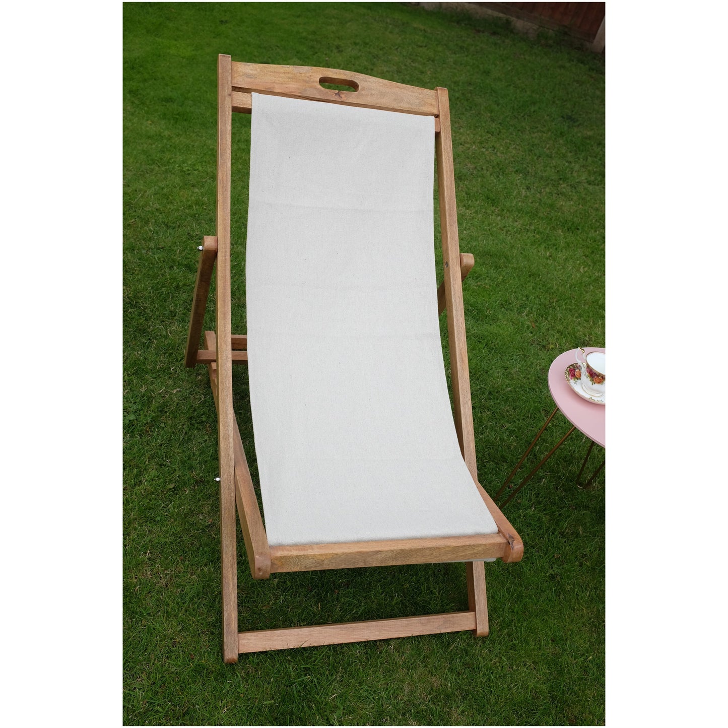 Cream Mango Wood Folding Premium Deck Chair