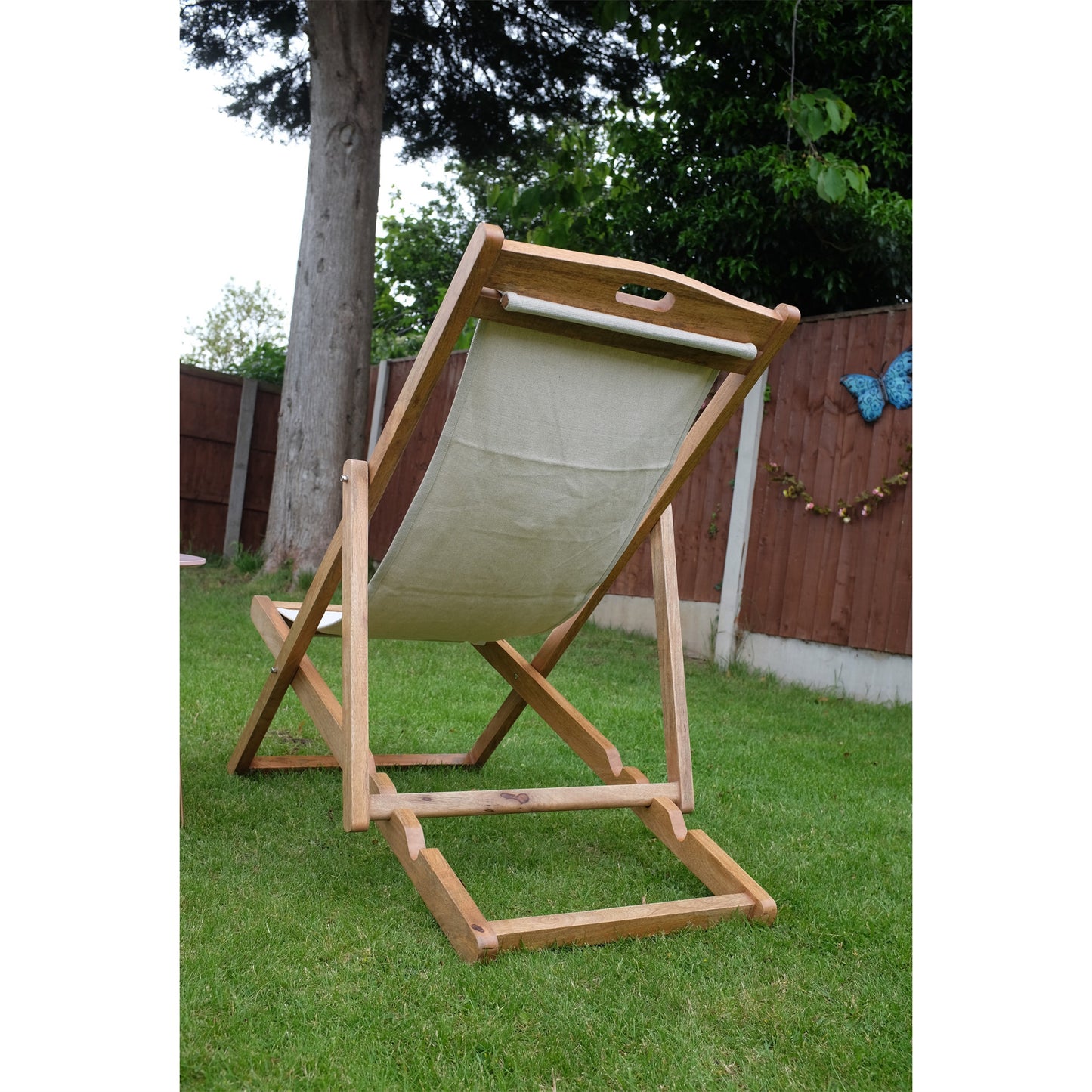 Cream Mango Wood Folding Premium Deck Chair