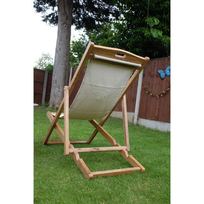 Cream Mango Wood Folding Premium Deck Chair