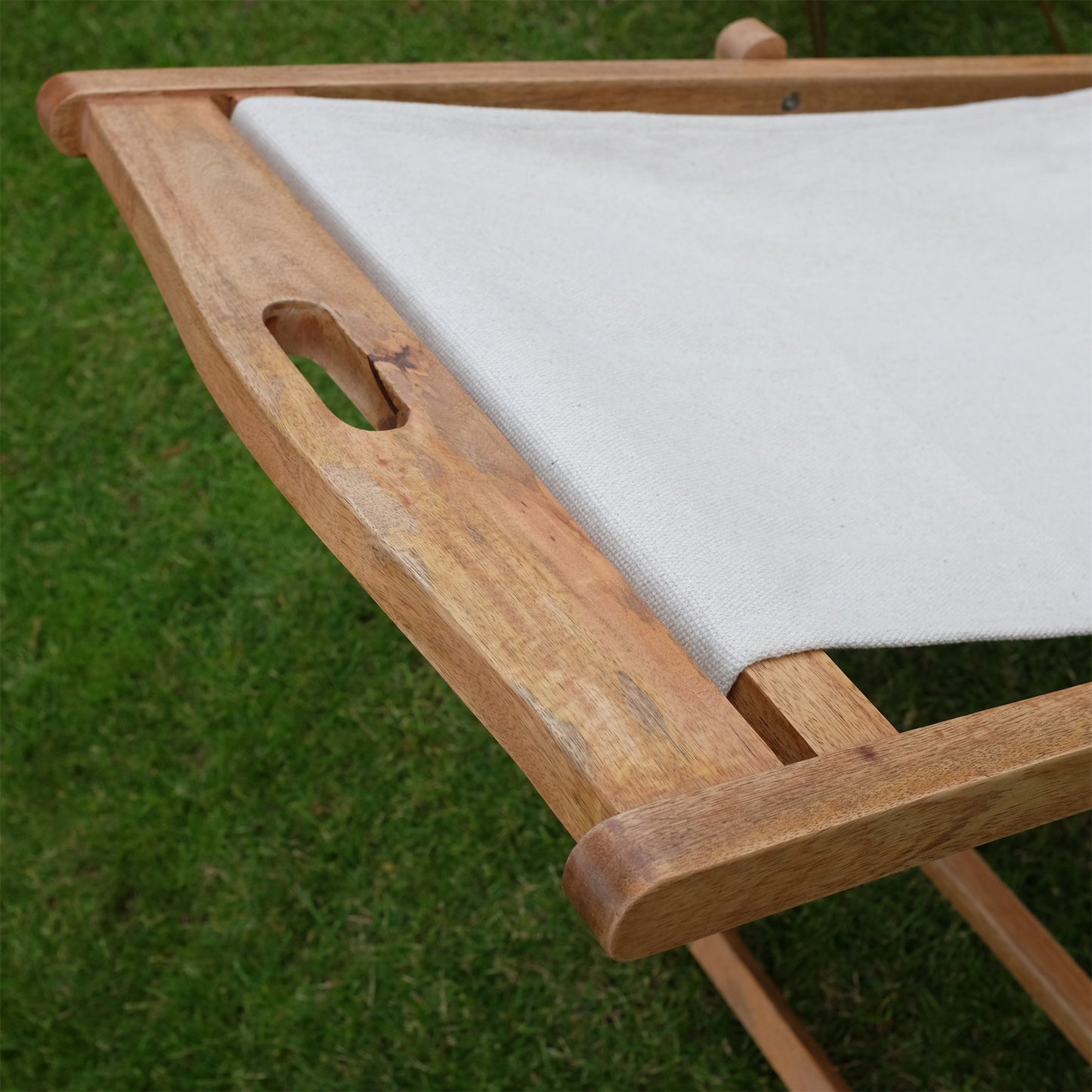 Cream Mango Wood Folding Premium Deck Chair