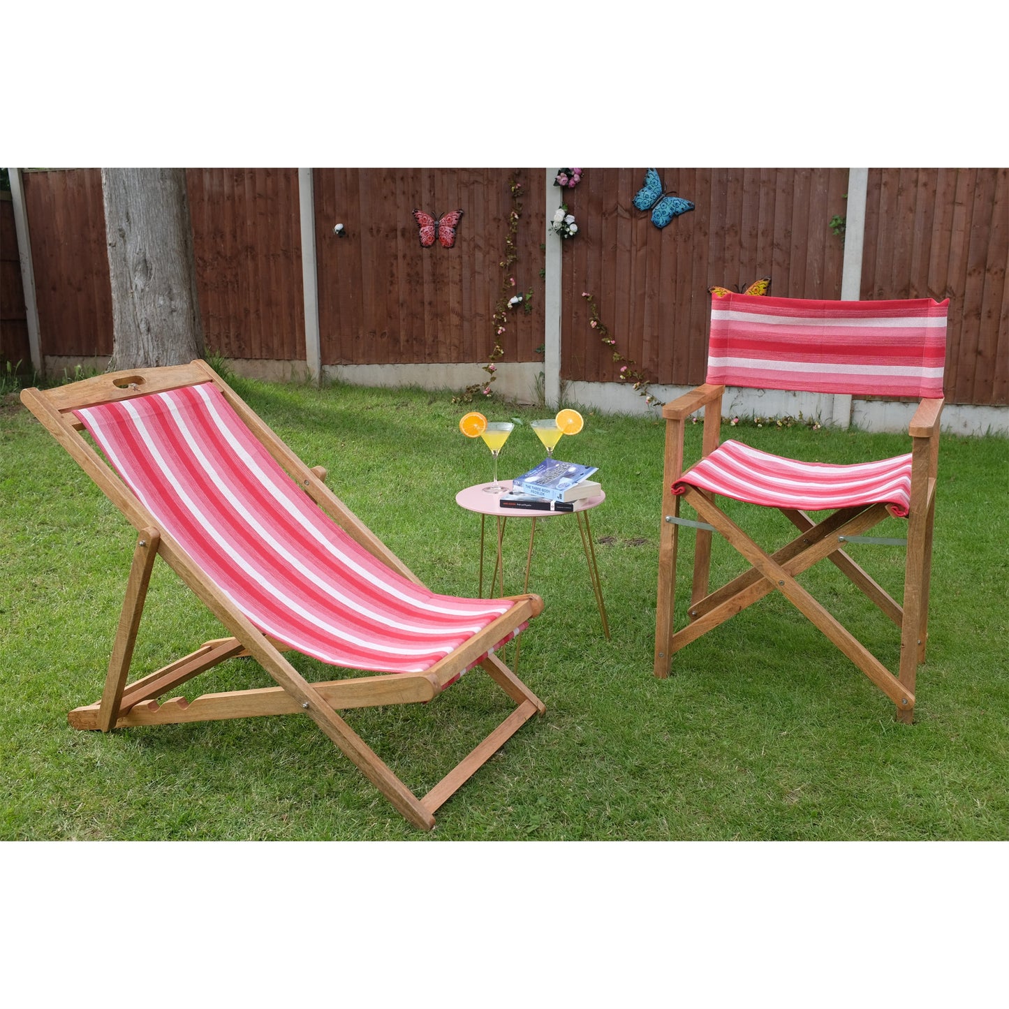 Fuchsia Mango Wood Folding Premium Deck Chair