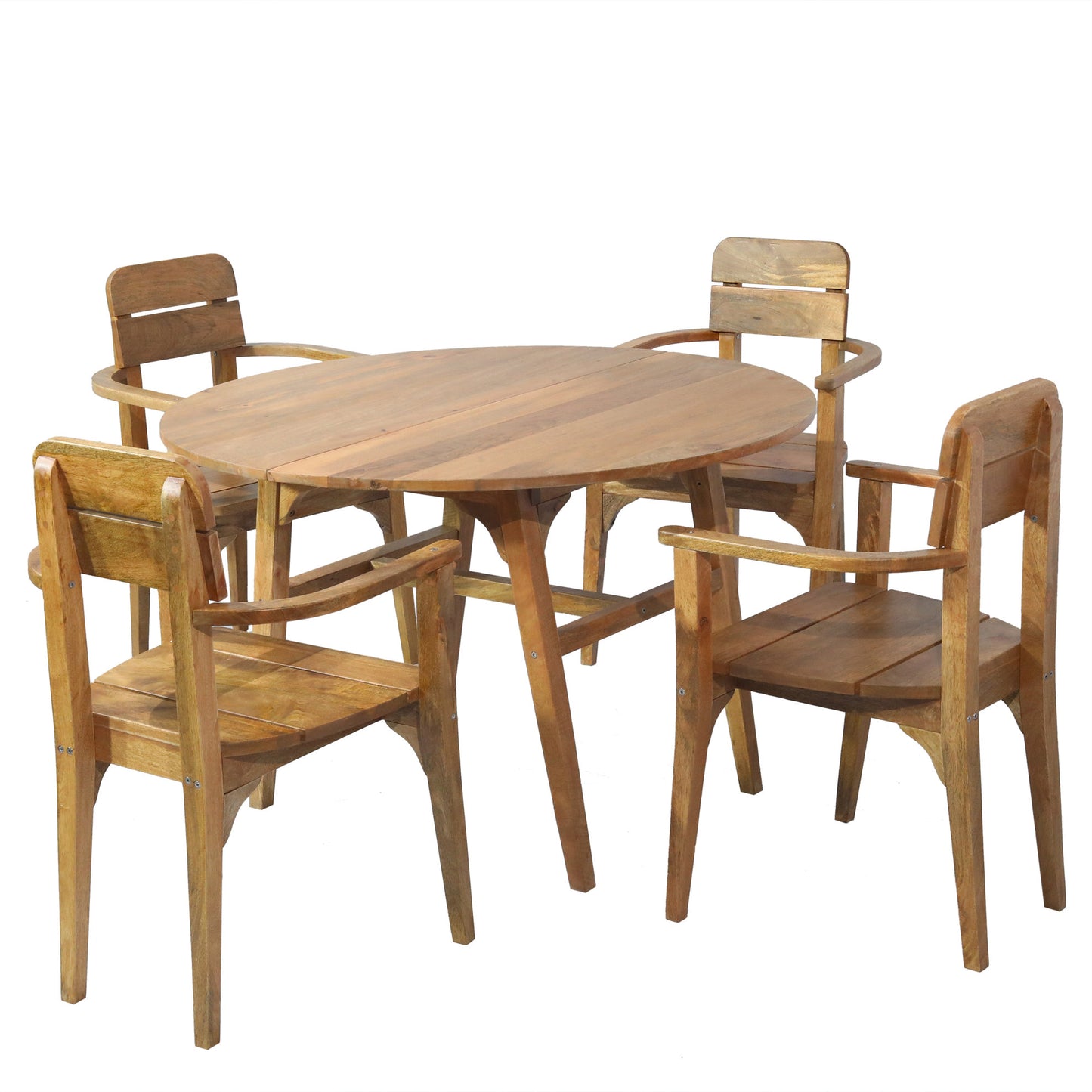 Japandi 4 Seater Outdoor-Indoor Round Dining Table Mango Wood