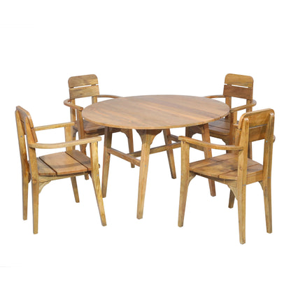 Japandi 4 Seater Outdoor-Indoor Round Dining Table Mango Wood