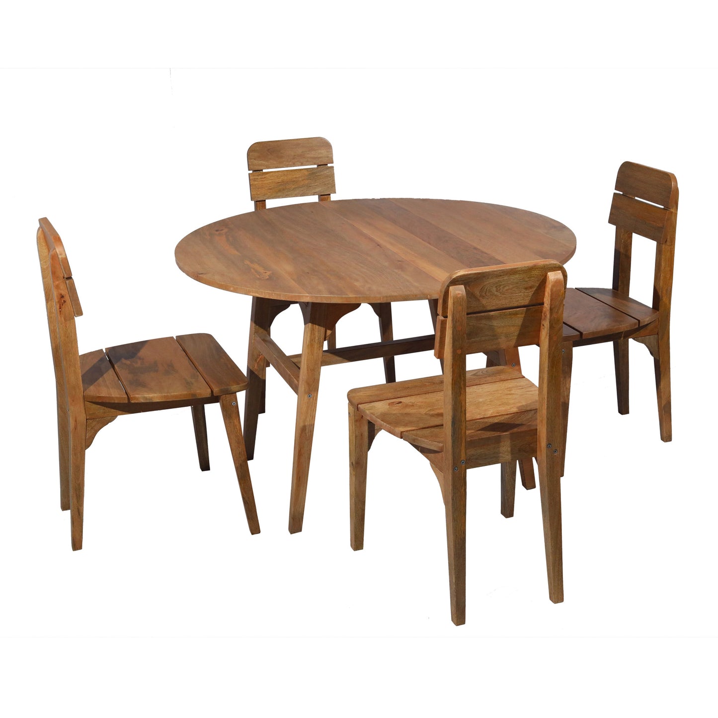 Japandi 4 Seater Outdoor-Indoor Round Dining Table Mango Wood