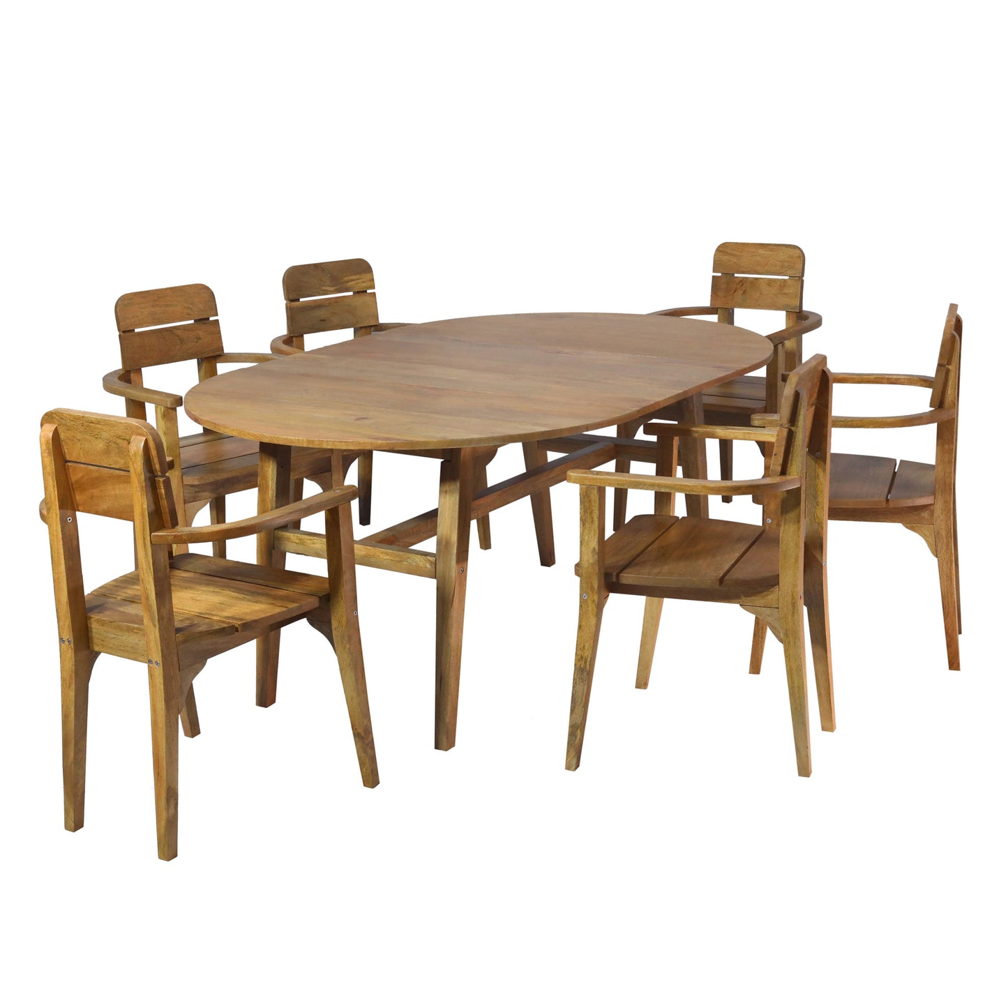 Japandi 6 Seater Outdoor-Indoor Oval Dining Table Mango Wood