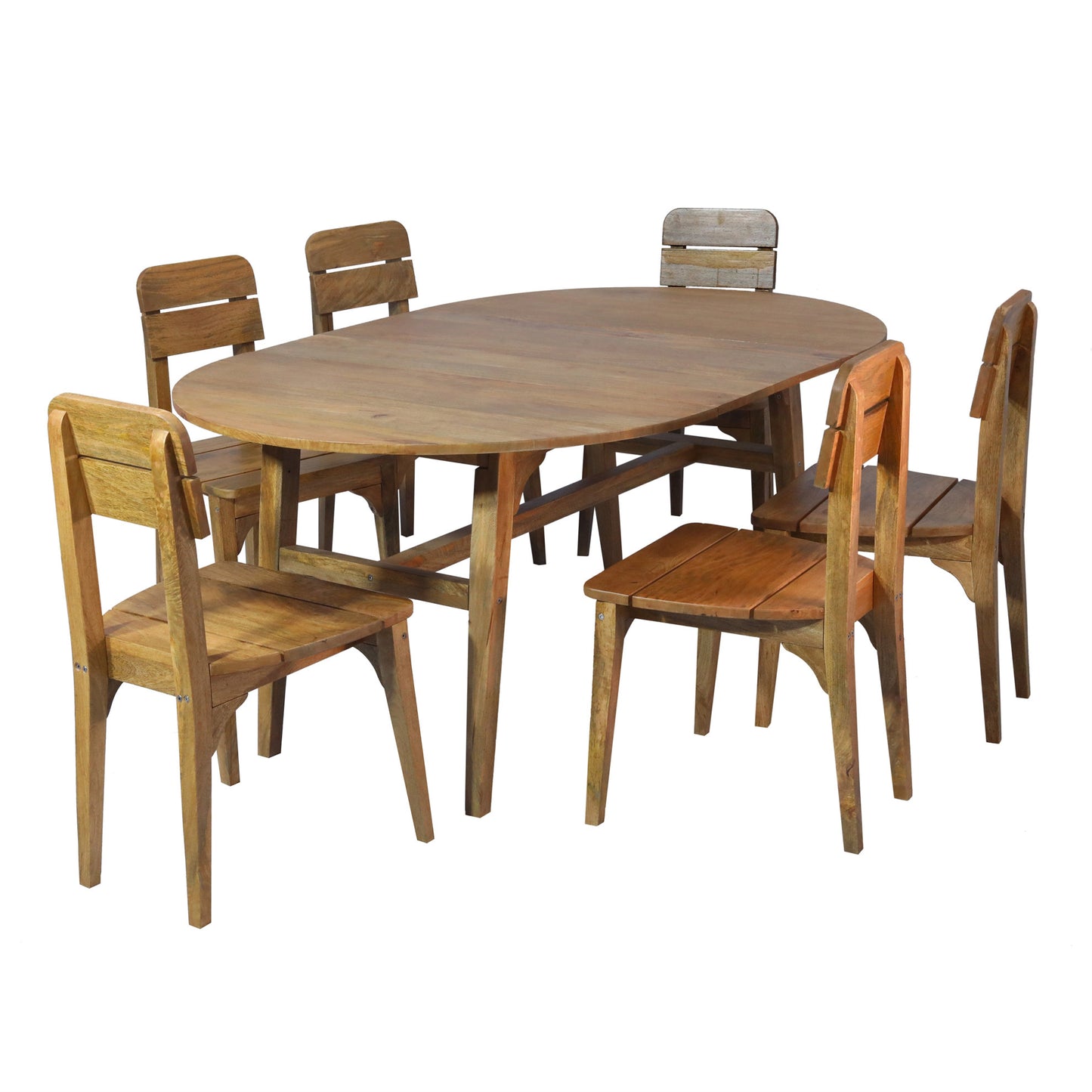 Japandi 6 Seater Outdoor-Indoor Oval Dining Table Mango Wood