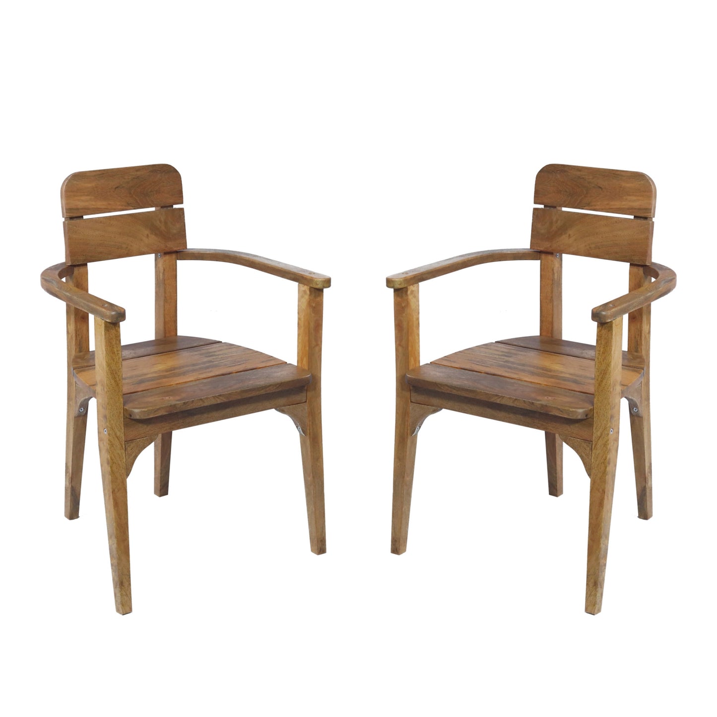 Japandi Outdoor-Indoor Dining Armchair Mango Wood, Set of 2