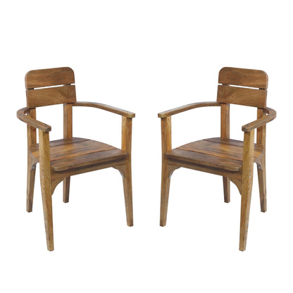 Japandi Outdoor-Indoor Dining Armchair Mango Wood, Set of 2