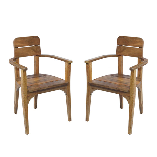 Japandi Outdoor-Indoor Dining Armchair Mango Wood, Set of 2