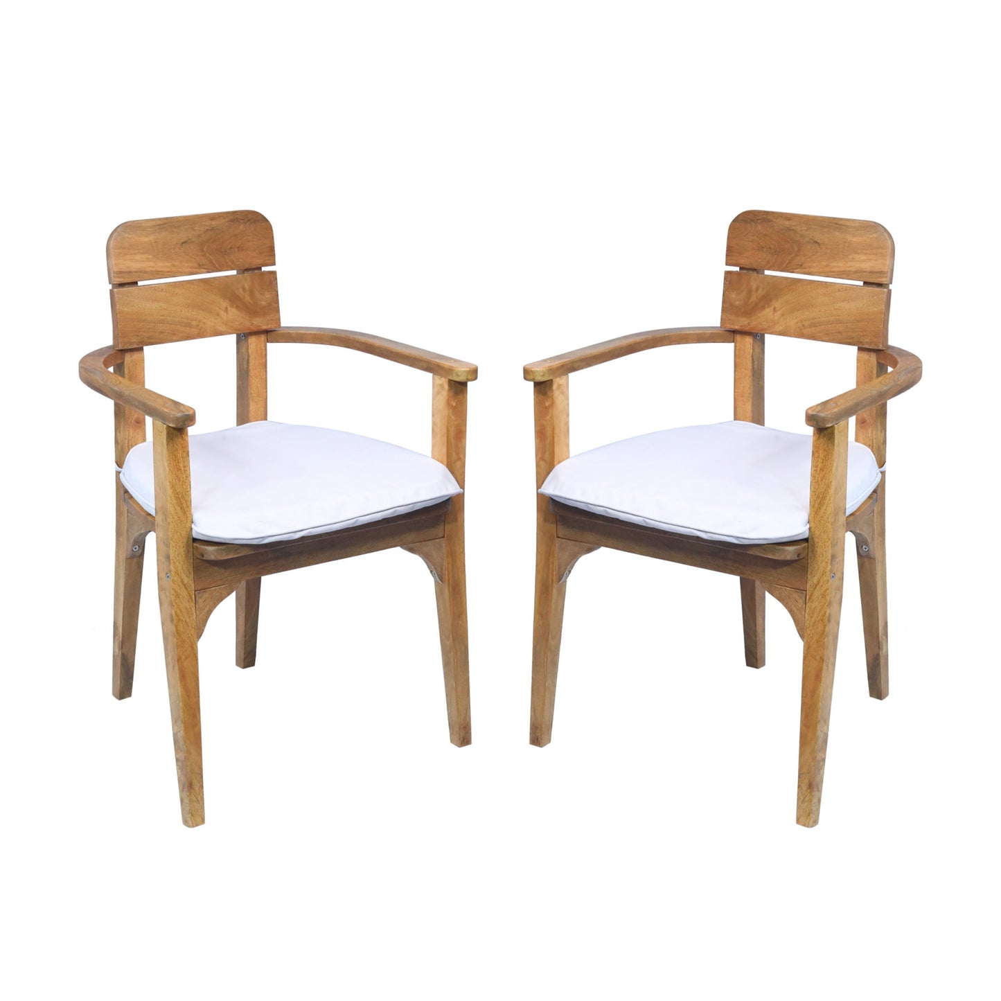 Japandi Outdoor-Indoor Dining Armchair Mango Wood, Set of 2