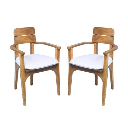 Japandi Outdoor-Indoor Dining Armchair Mango Wood, Set of 2