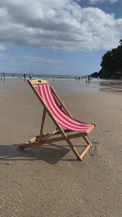 Fuchsia Mango Wood Folding Premium Deck Chair